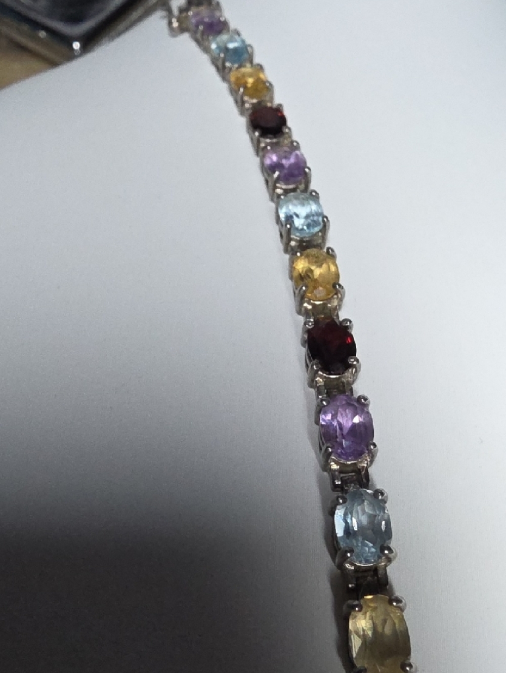 Estate Multi-Color Gemstone Tennis Bracelet - Women Jewelry - Picture 6 of 8